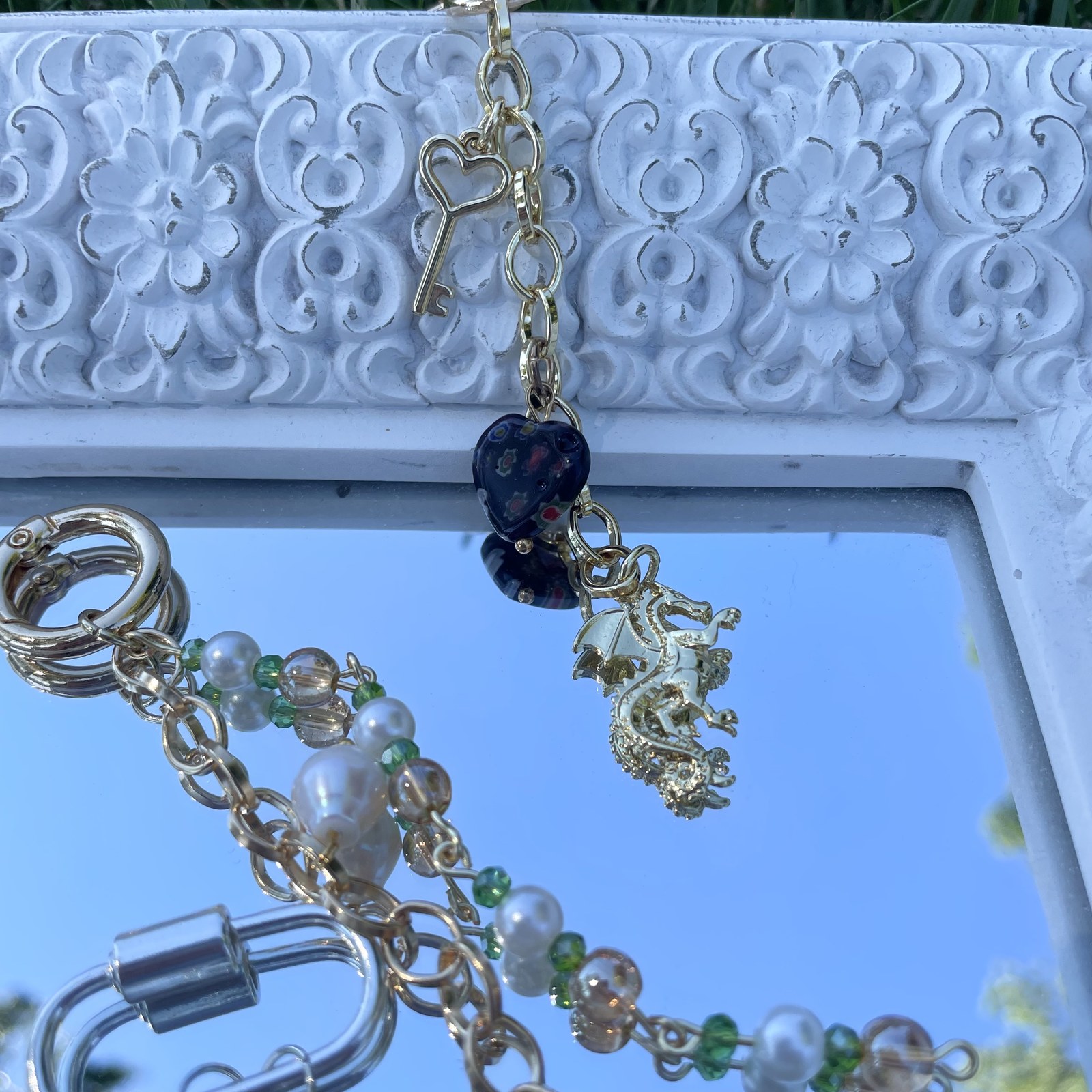 Handmade by Karissa heart and dragon bag charms